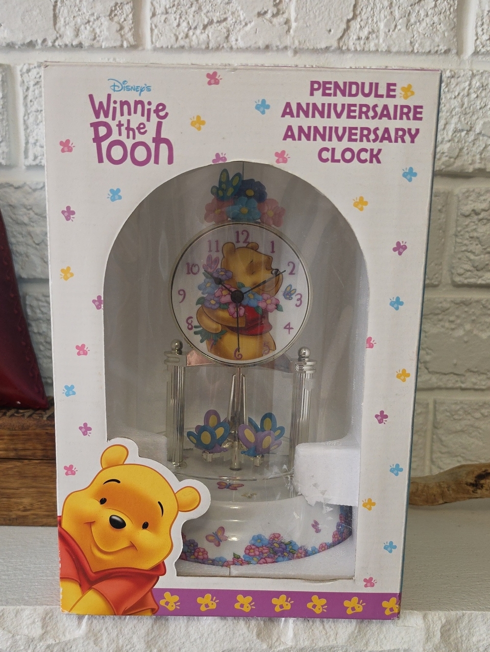 Winnie the Pooh Anniversary Clock - White with Yellow Accents New Old Stock